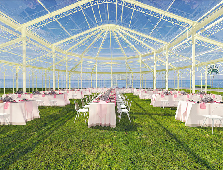 Beige Atrium Tent | luxury wedding tent